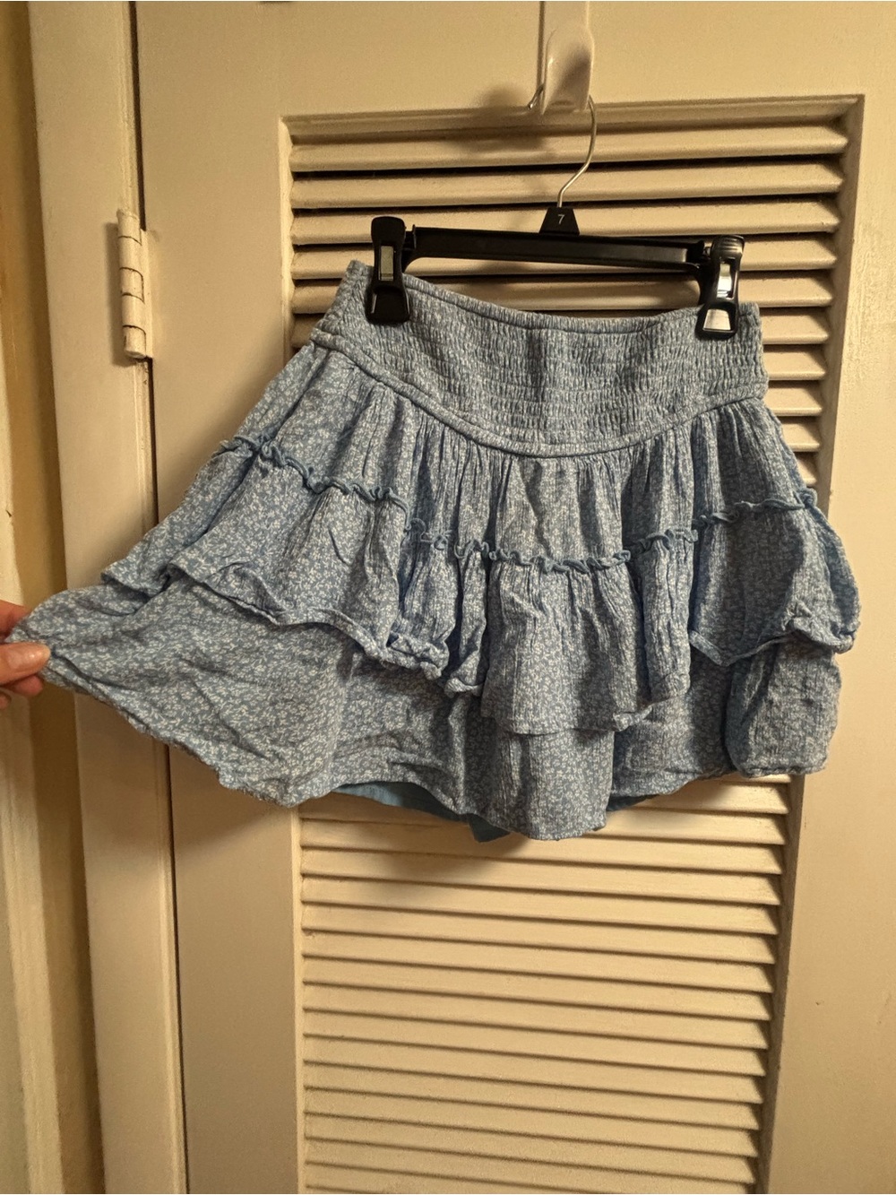 Hollister Light Blue Floral Ruffled Skater Skirt
